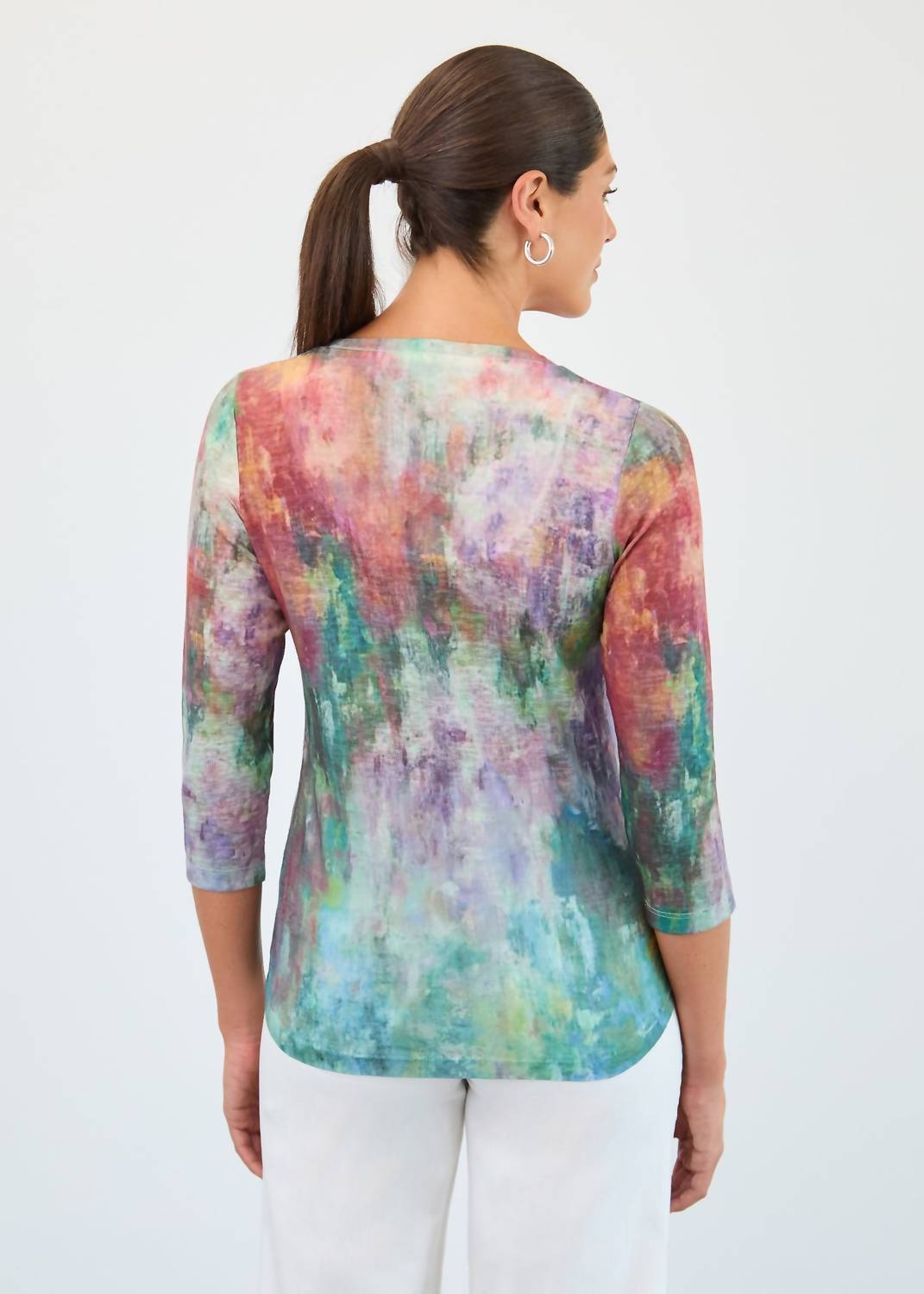 Fdj - Three-quarter Sleeve V-neck Top