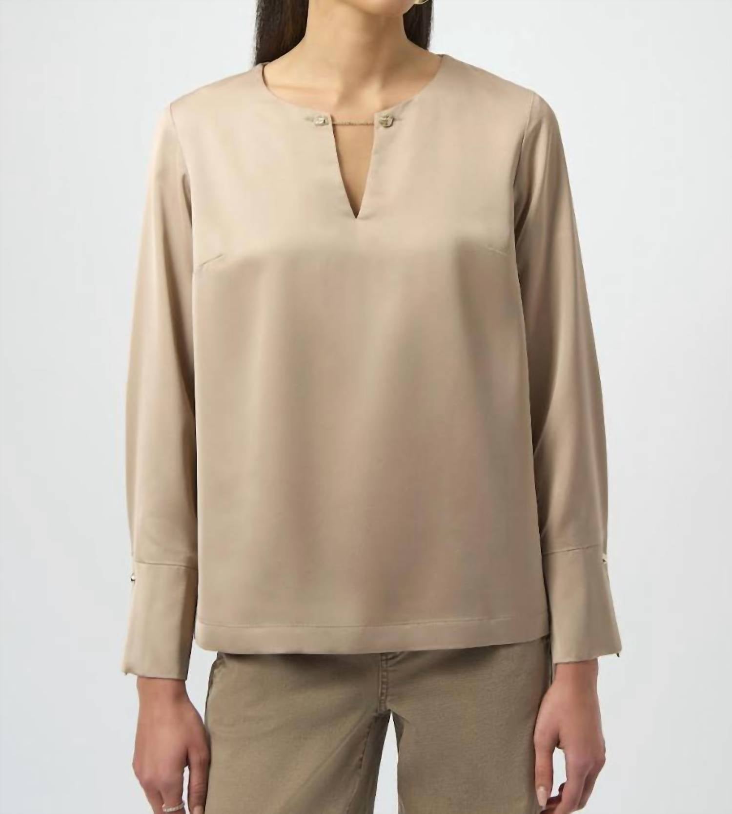 Joseph Ribkoff Silky Long Sleeve Top in fawn - women's long sleeve top