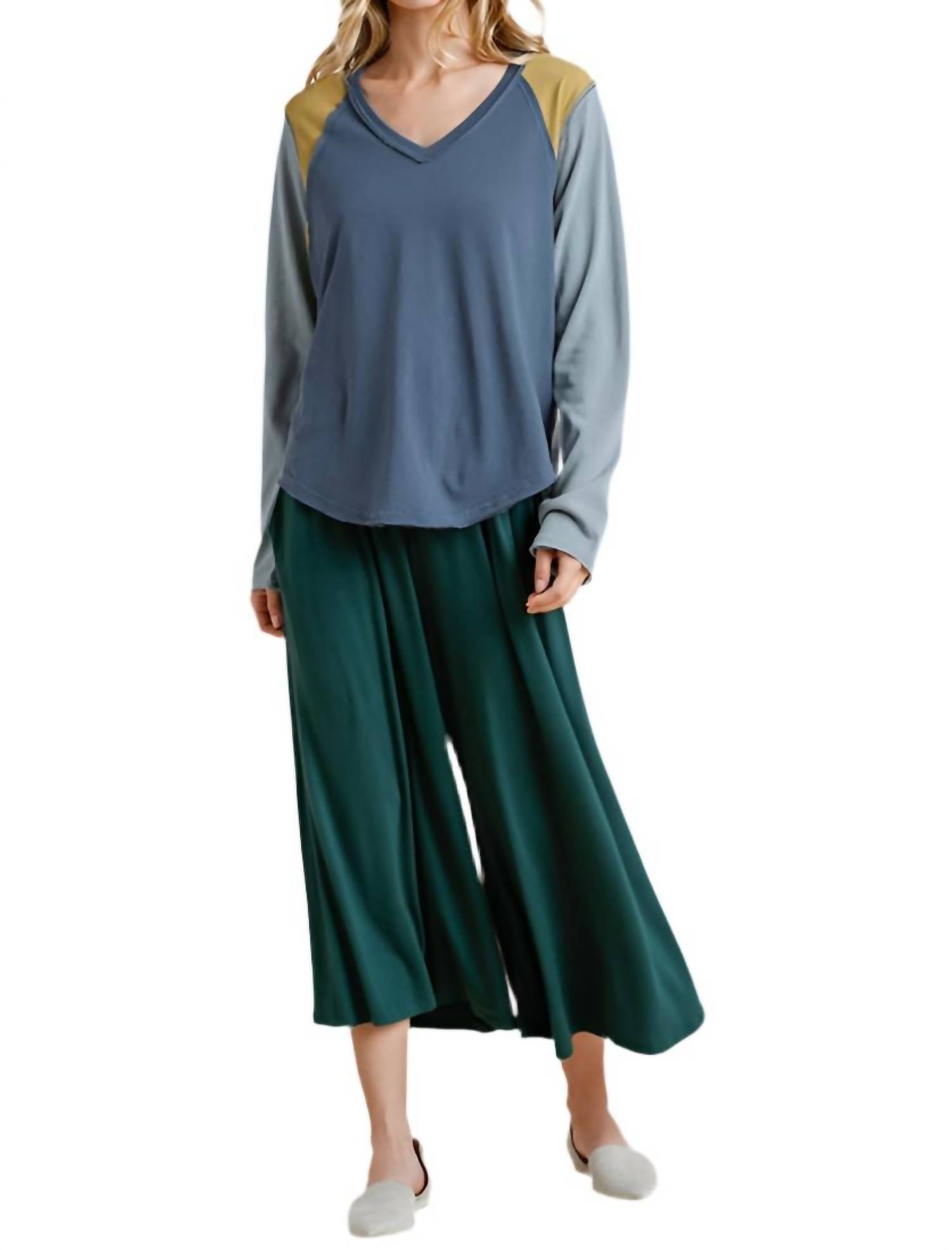 Umgee - Color Block Raw Edge Top