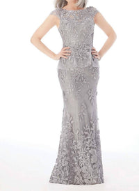 Mgny - Fit And Flare Three Dimensional Floral Gown