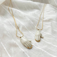 The Artifact House Women's Ceramic Hand Pendant Necklace in white and gold - women's jewelry - view 5