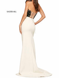 Sherri Hill - Strapless Corset Gown Lace Slit Dress