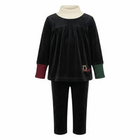 Nipoti - Girls Hand Embroidered Velour Two-piece Set