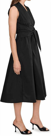 Elliott Lauren - Sleeveless Faux Midi Wrap Dress With Tie Front