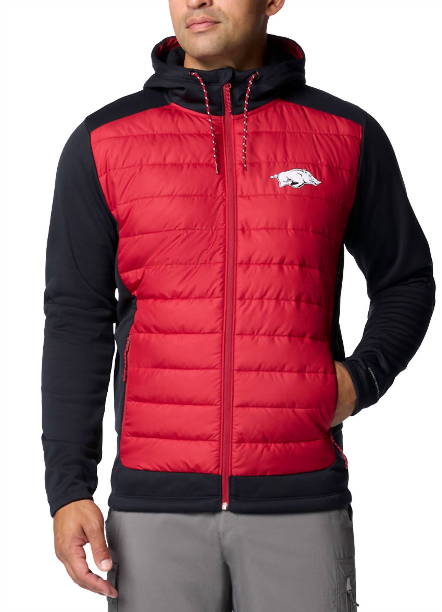 Columbia Arkansas Hybrid Hoodie in black red velvet - men's jacket
