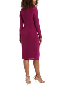 London Times - Long Sleeve Ruched Detail Dress