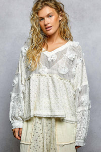 Pol - Romantic Vintage Mixed Fabric Top