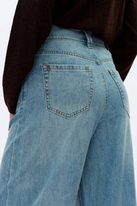 Bayeas - Super High Rise Rhinestone Wide Leg Jeans
