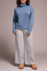 Tribal - Puckered Knit Drop Shoulder Funnel Neck Top
