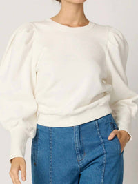 Cleobella Indi Puffed High Cuff Sleeves Sweatshirt in ivory - women's top