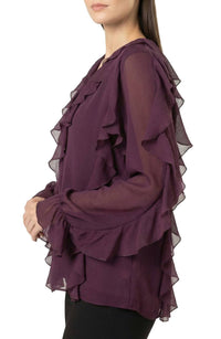 Area Stars Women's Flyn Ruffle Blouse in purple - women's blouse - alternate view