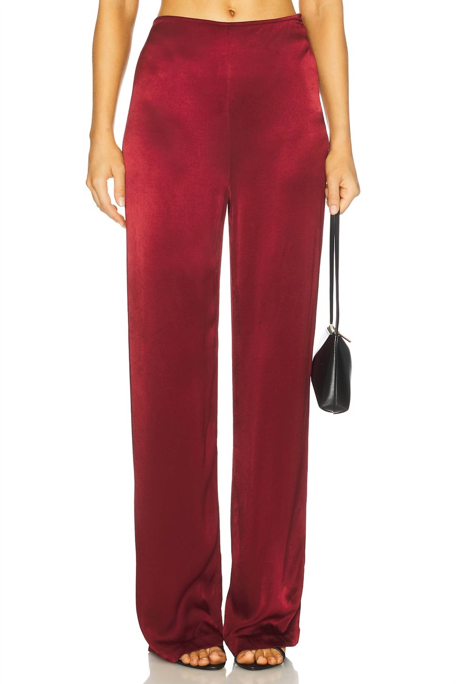 BARDOT Devin Wide Leg Trouser Pant in burgundy - women's pants