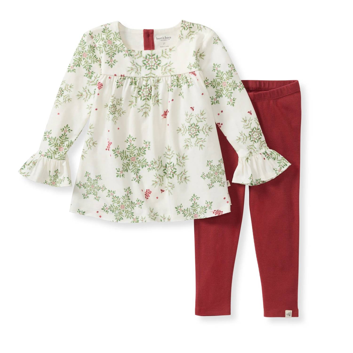 Burt'S Bees - Holiday Snowflakes Organic Tunic And Pants Set