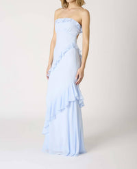 Cotton Candy La - Strapless Ruffle Tiered Maxi Dress