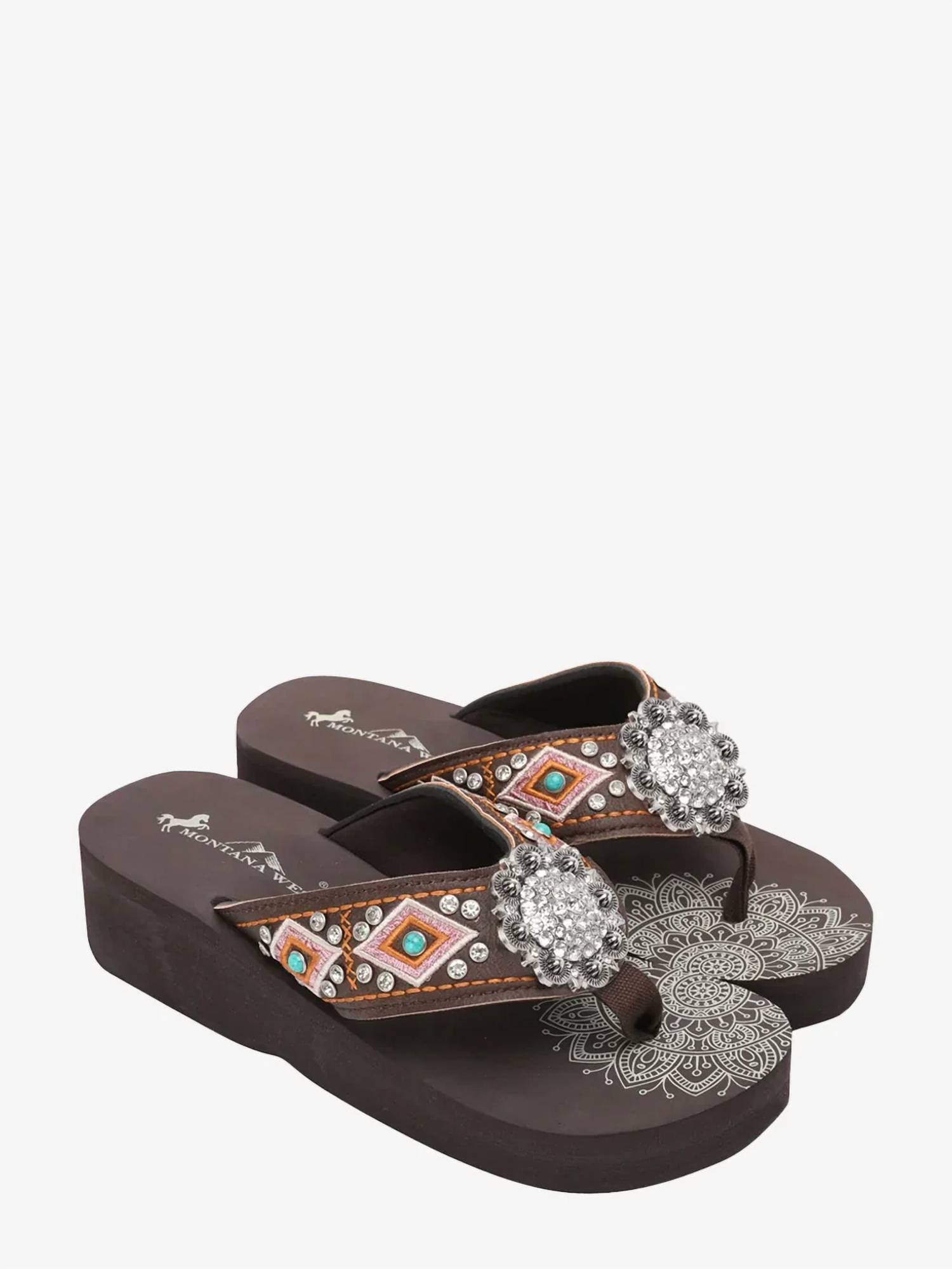 Montana West - Women's Mandala Wedge Flip-flops