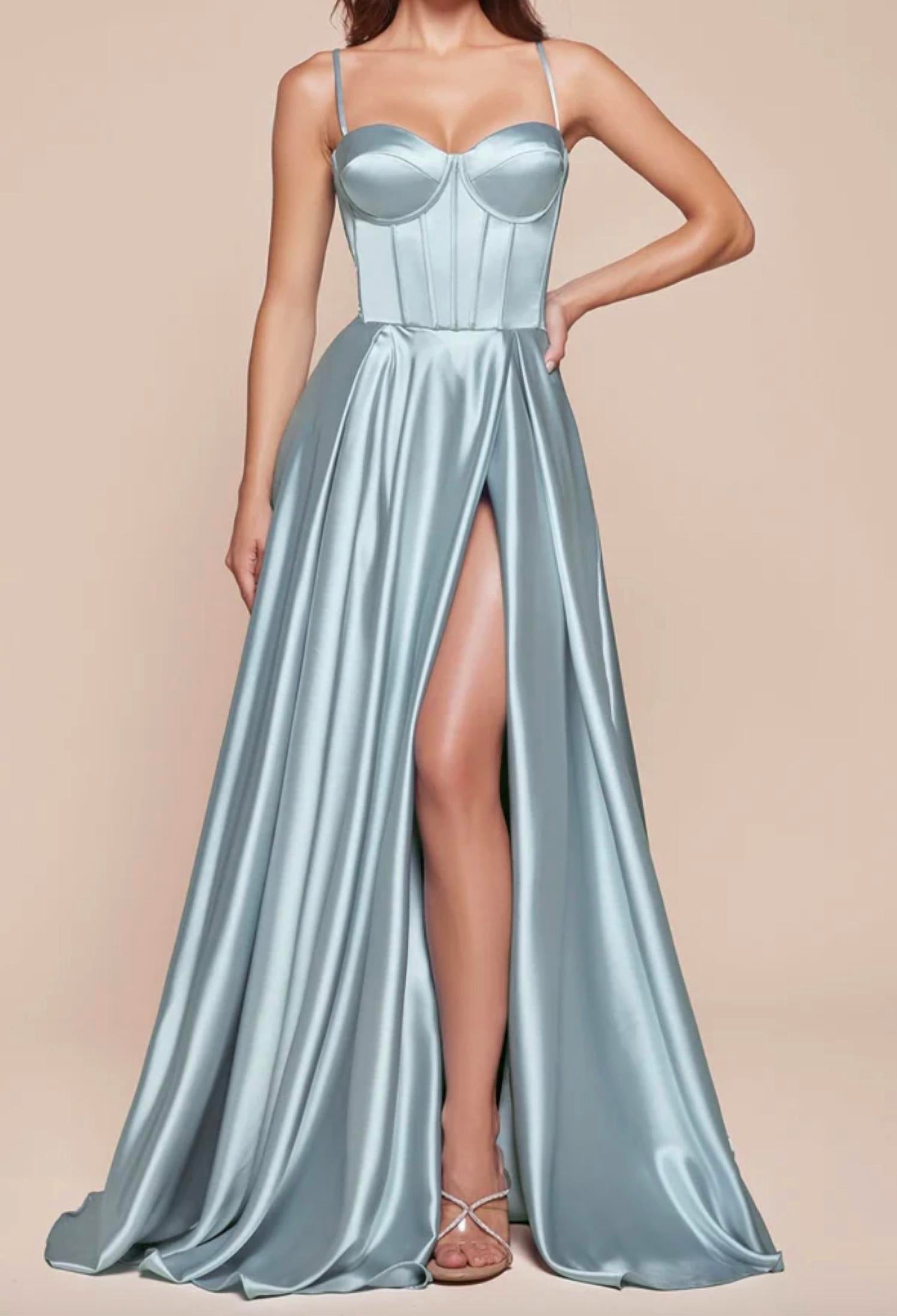 Ladivine A-line Bustier Maxi Dress in light blue - women's dress - detail view