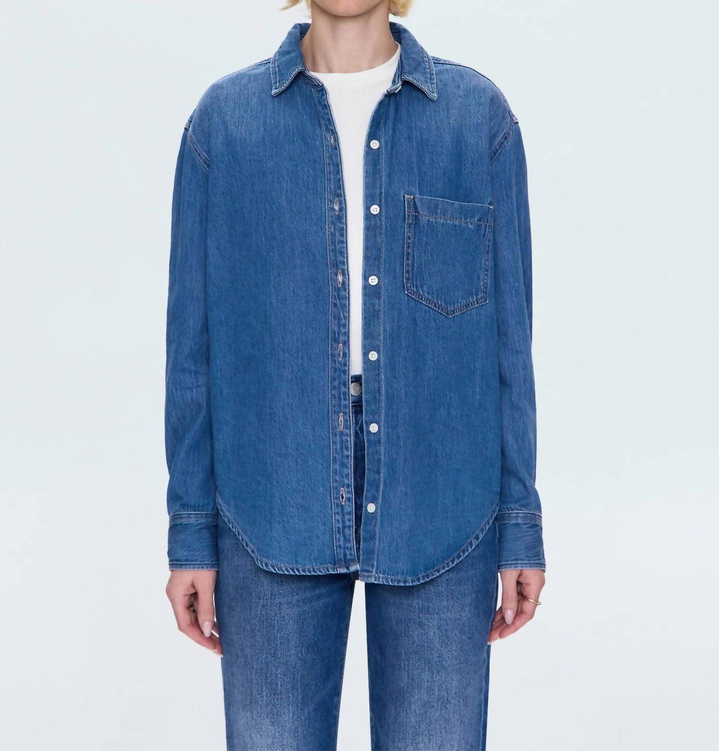 PISTOLA Jamie Essential Denim Shirt in agenda - women's shirt