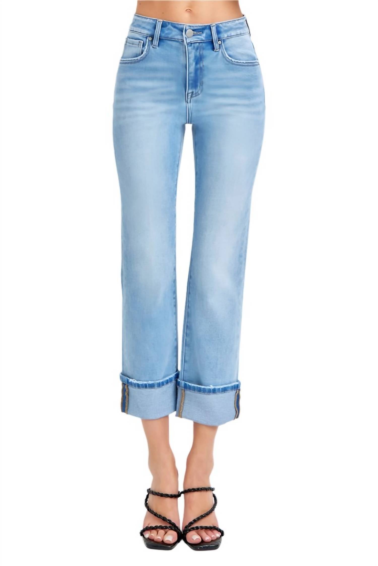 Risen - High Rise Cuffed Straight Jeans