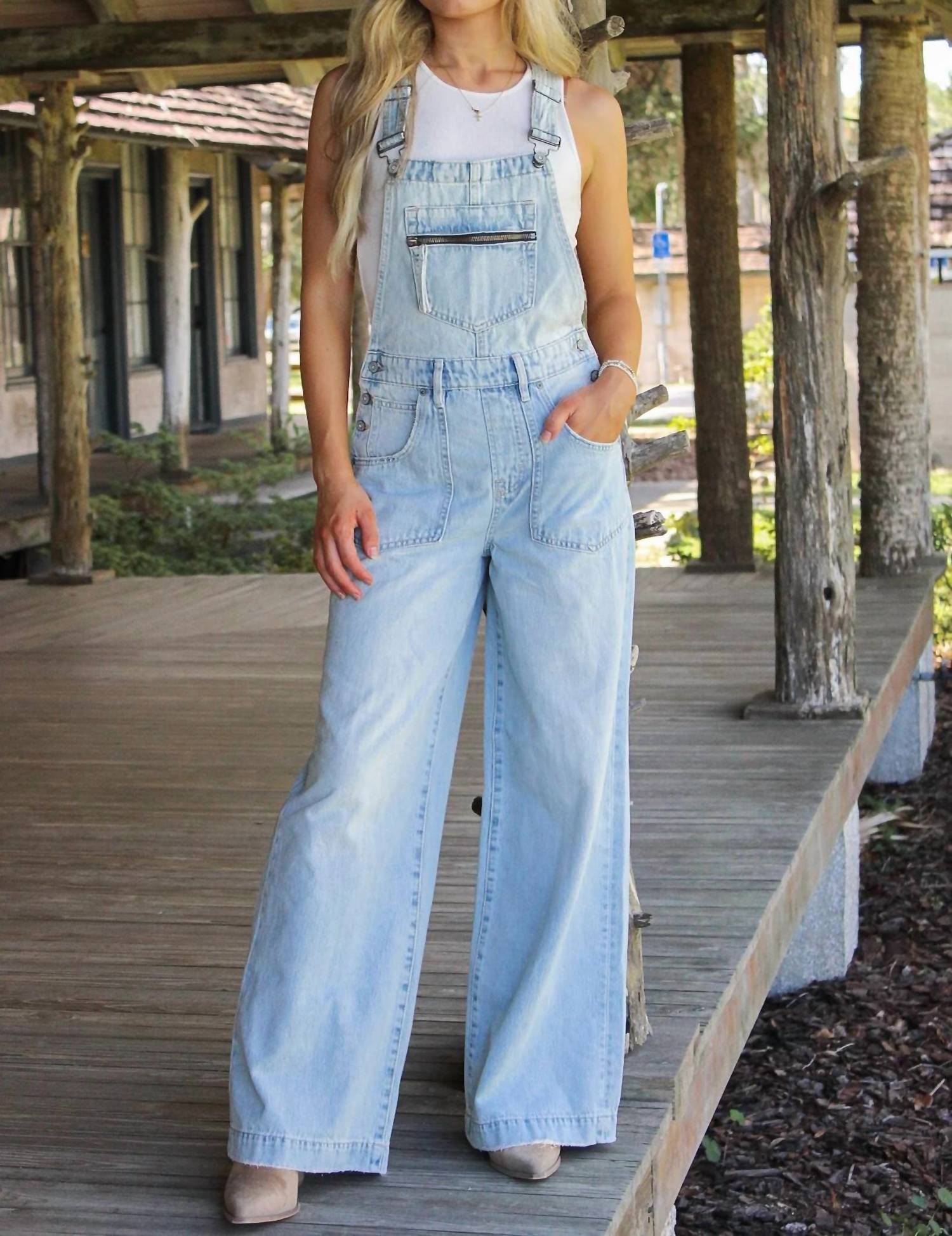 Hidden - Dylan A-line Super Wide Leg Overalls