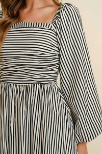 Cloud Ten - Striped Square Neck Midi Dress