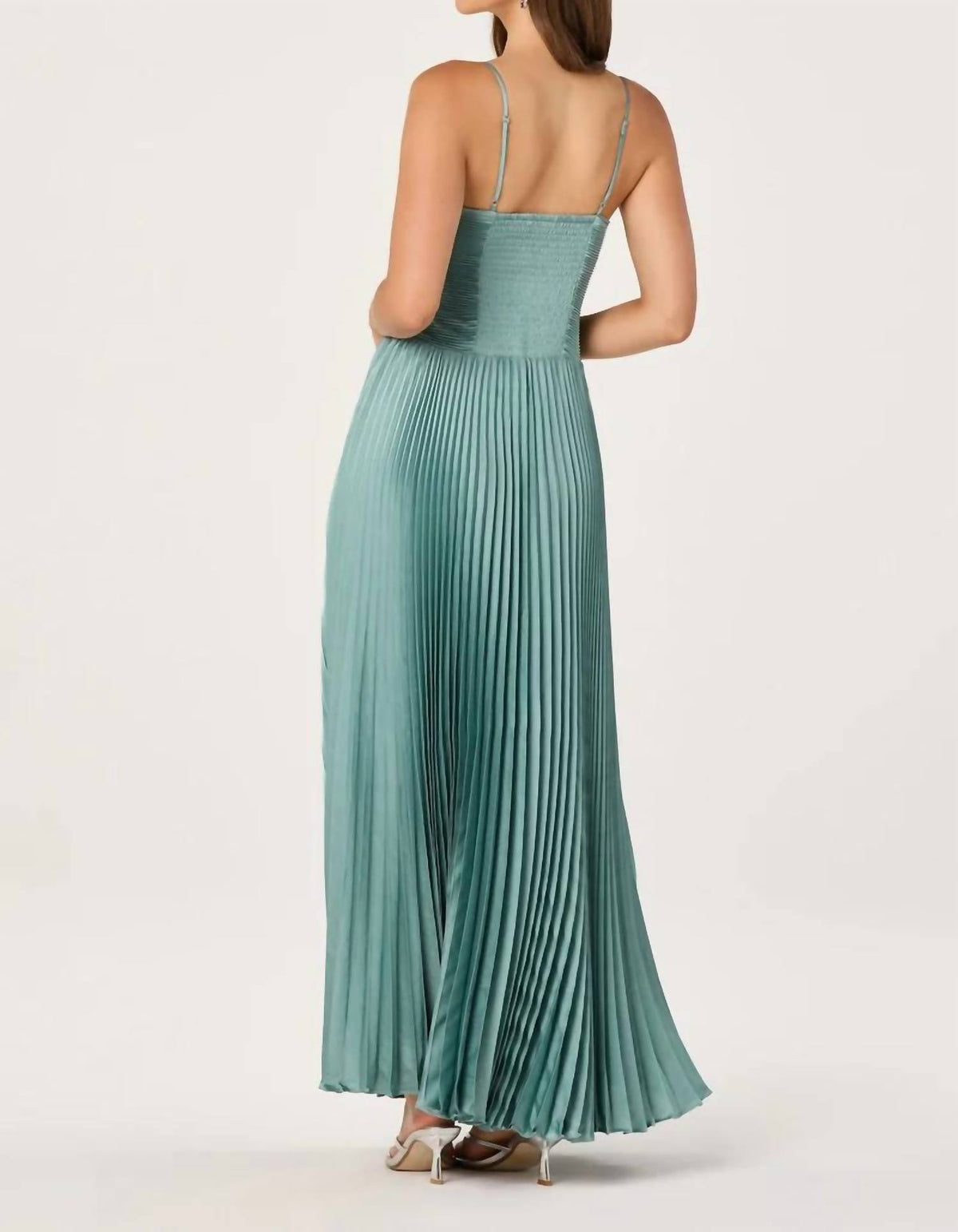 Astr - Alaia Satin Plissé Maxi Dress
