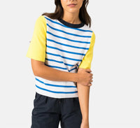 SAINT JAMES Valensol Striped Top in royal blue white - women's t-shirt - alternate view
