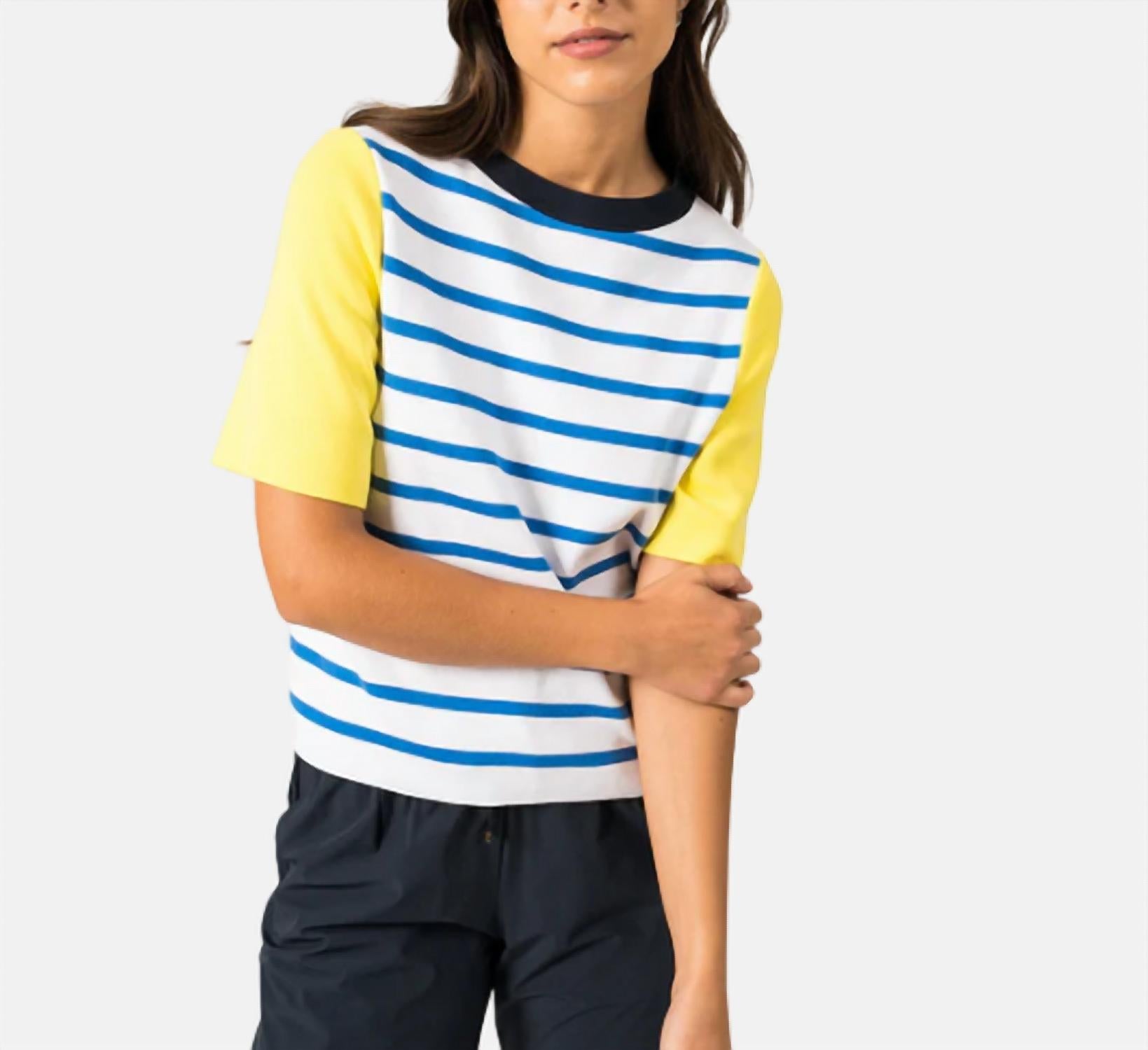 SAINT JAMES Valensol Striped Top in royal blue white - women's t-shirt - alternate view