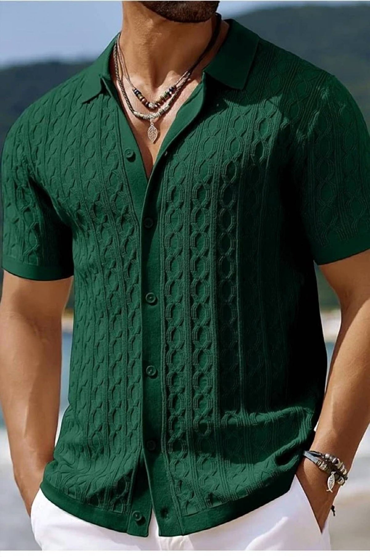 Marina Threads - Cable Button Up Polo Shirt