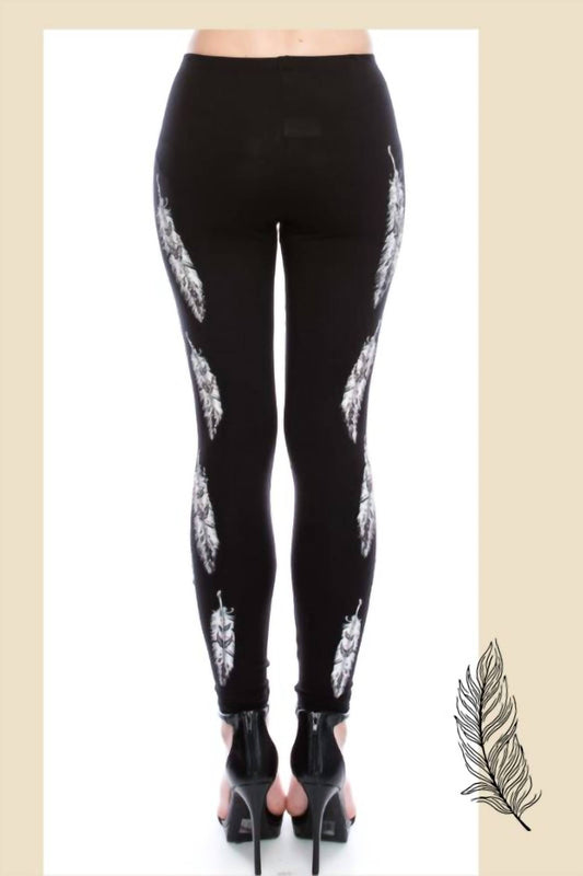Vocal Apparel - Feather Print Rhinestone Leggings