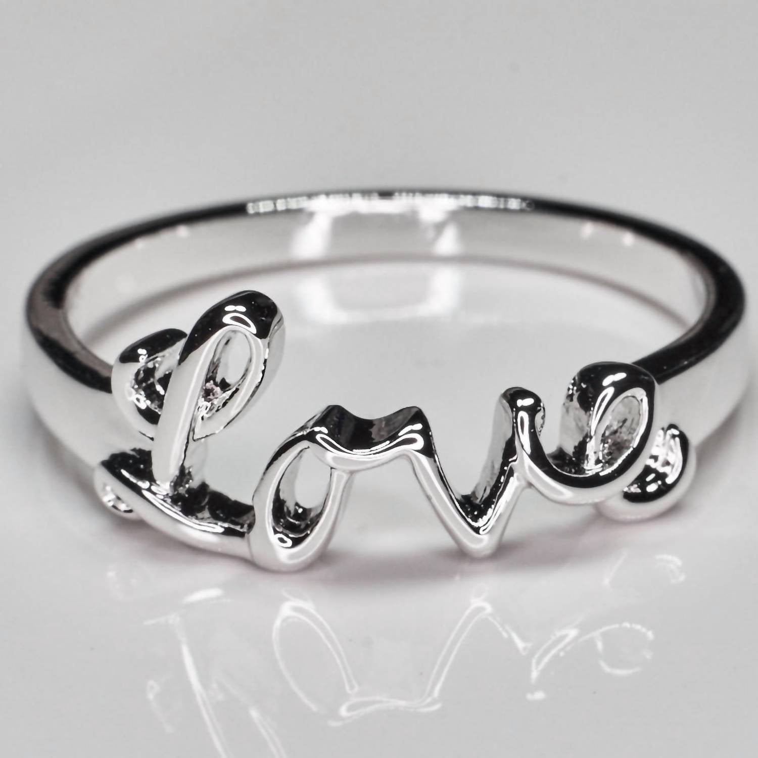 Faire - "LOVE" RHODIUM PLATED RING