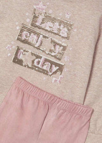 Mayoral - Girls Sequin Sweatshirt & Velvet Leggings Set