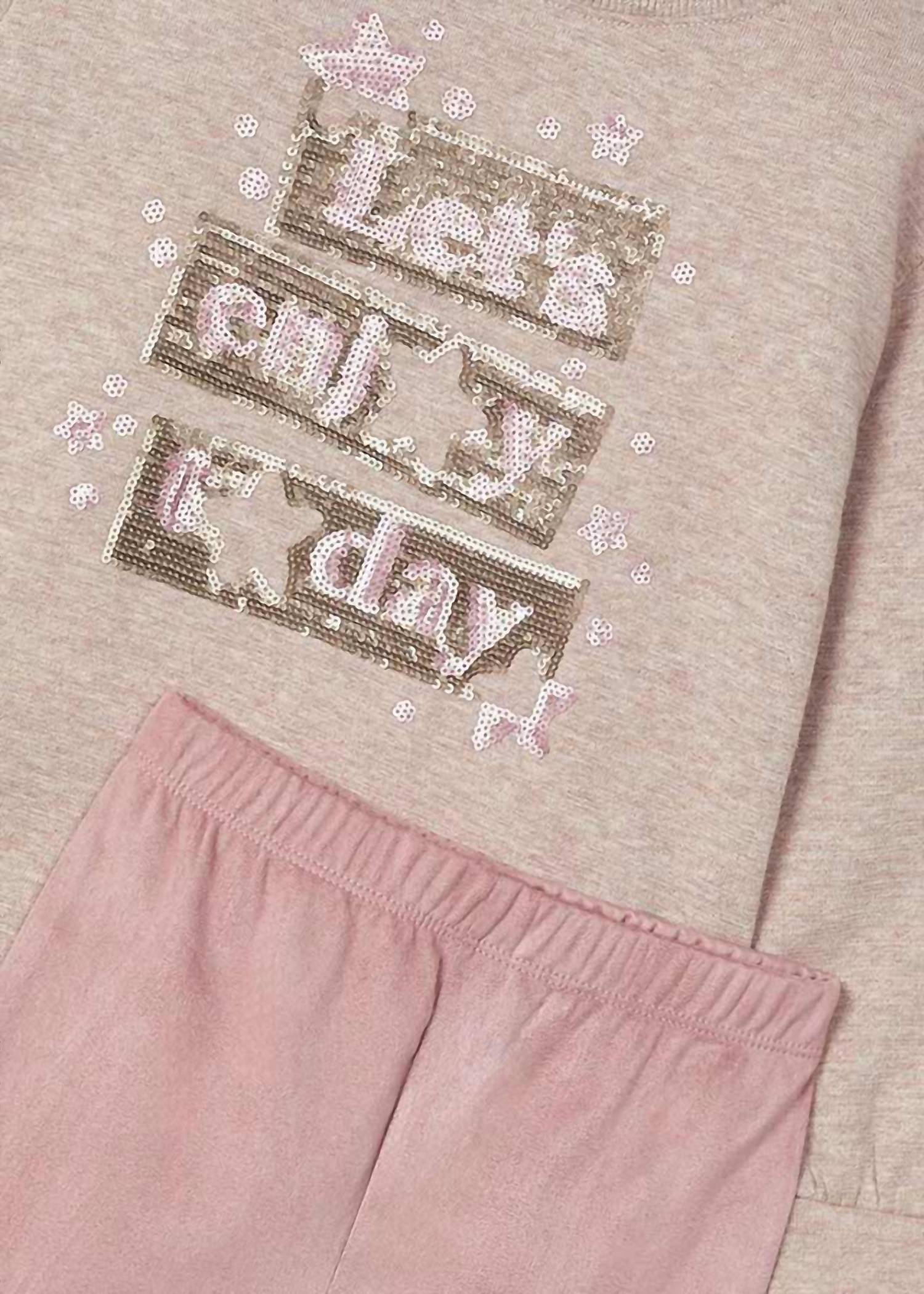 Mayoral - Girls Sequin Sweatshirt & Velvet Leggings Set