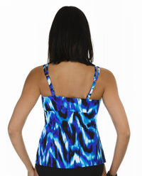 Caribbean Joe - Tidal Wave Shirred High Neck Tankini Top