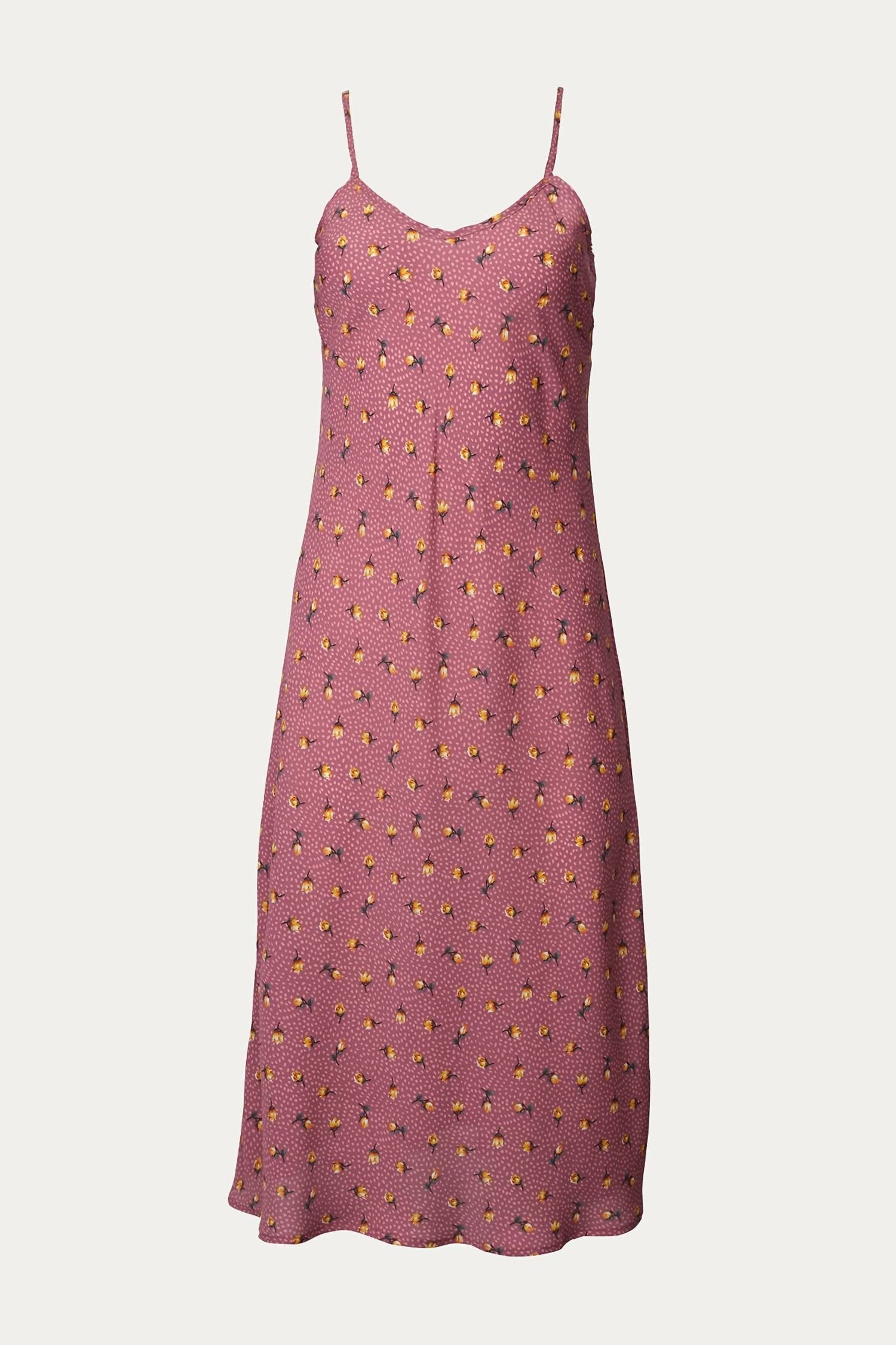 BIAS FLORAL-PRINT MIDI SLIP DRESS