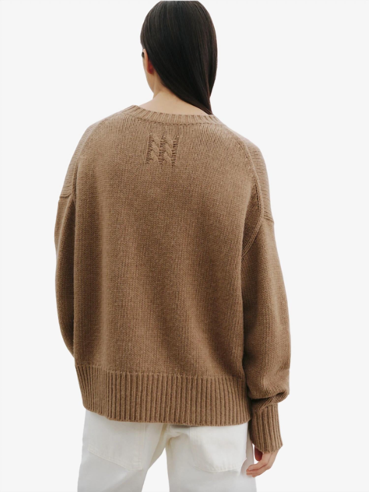NILI LOTAN Donnika Crewneck Sweater in barley - women's sweater - detail view