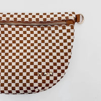 Pretty Simple Women's Woven Crossbody Bag in brown white check - women's bag - detail view