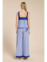 FLAT WHITE Sardine Striped Tank Top in blue - women's tank top - detail view