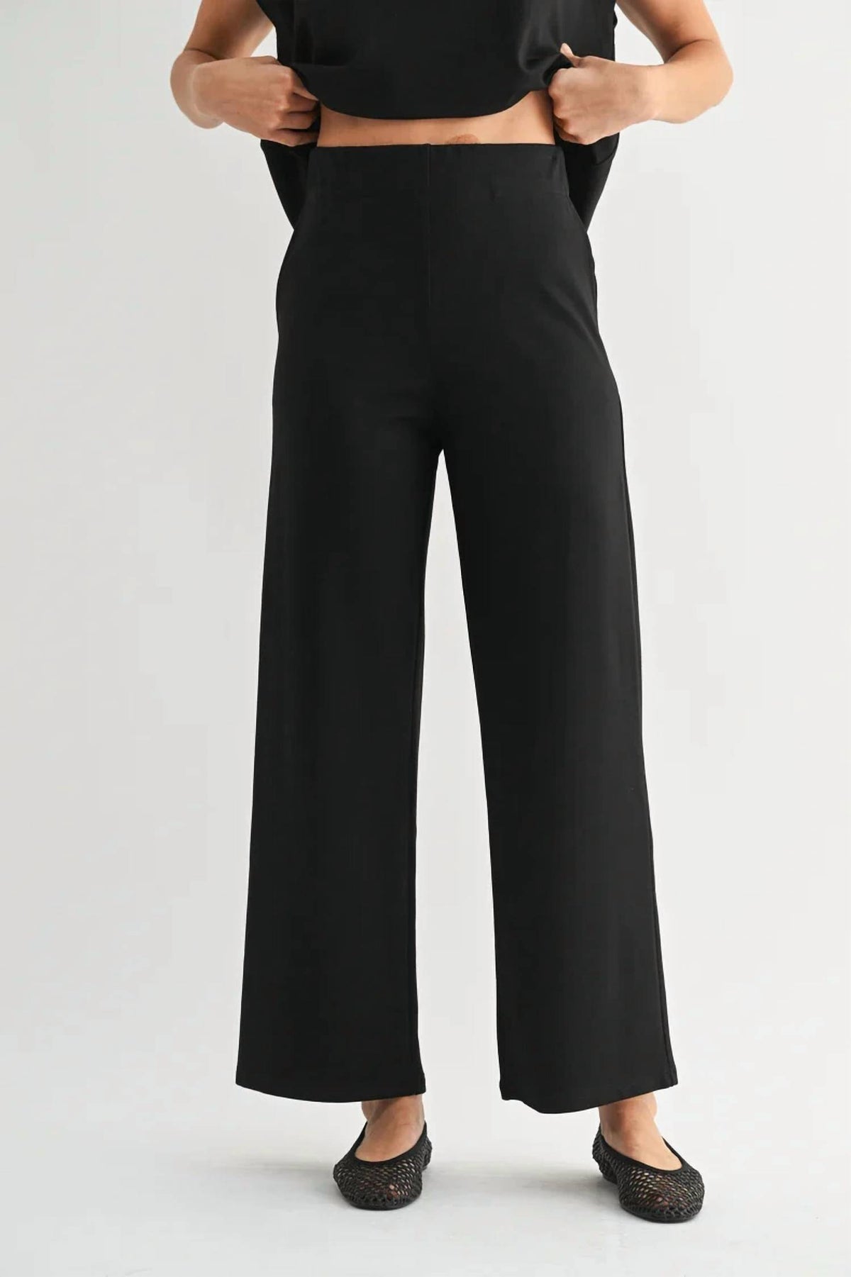 Fun 2 Fun - Ponte Knit Wide Leg Pants