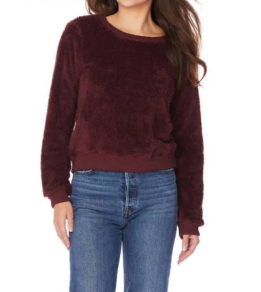 Bobi - Ribbed Fuzzy Crewneck Pullover Sweater