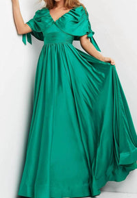 Jovani - Cap Sleeve A-line Evening Dress
