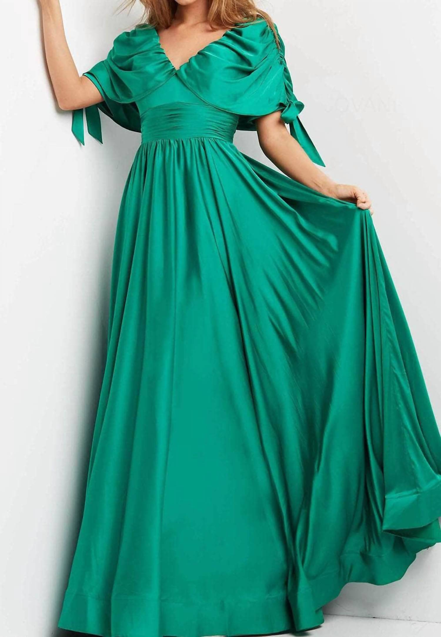 Jovani - Cap Sleeve A-line Evening Dress