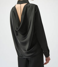 Joseph Ribkoff - Satin Blouse with Cowl Neck and Rhinestone Detail