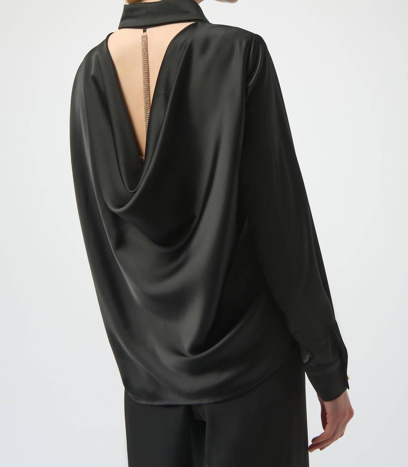 Joseph Ribkoff - Satin Blouse with Cowl Neck and Rhinestone Detail
