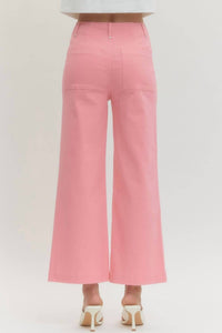 Entro - Solid High Rise Wide Leg Pants