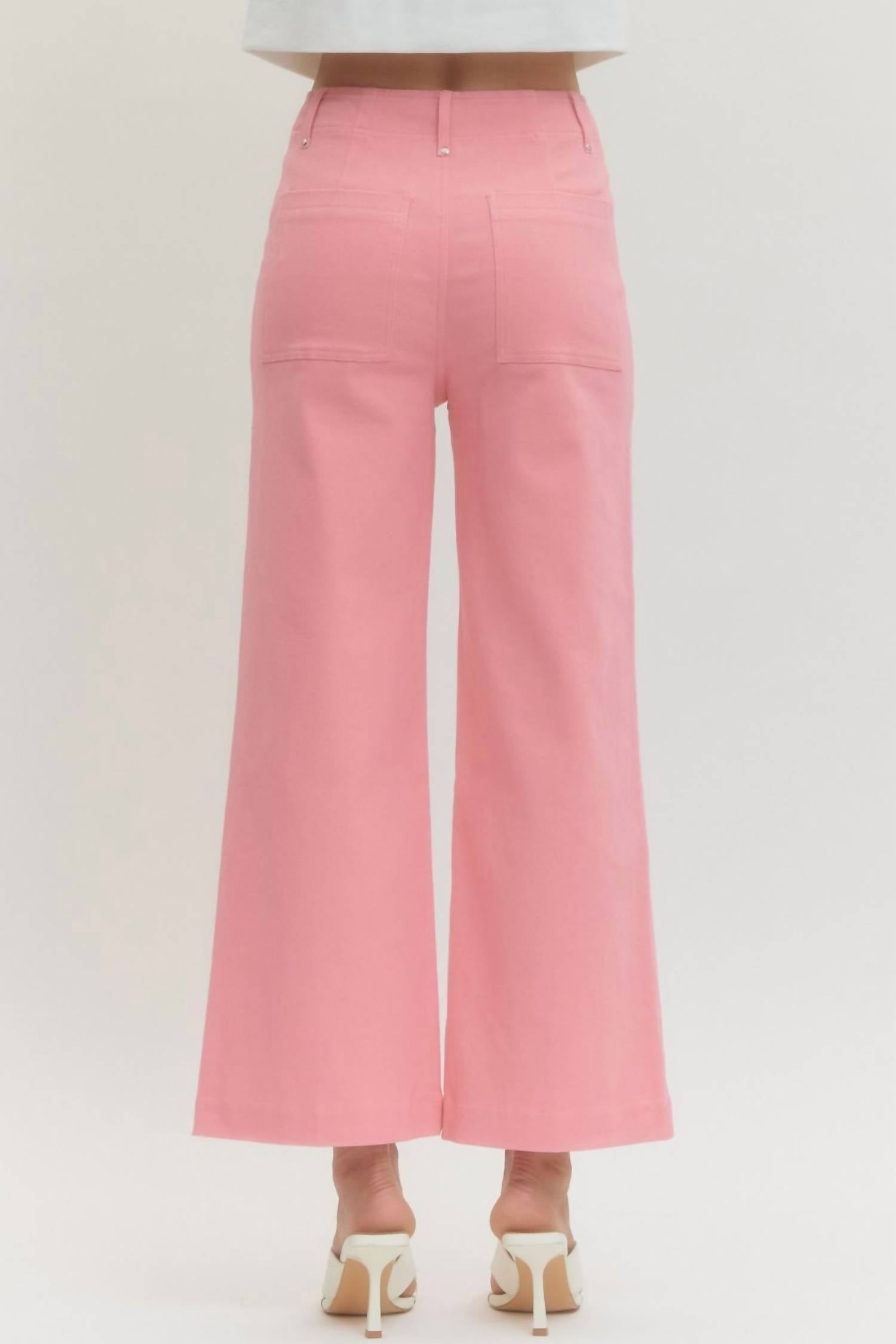 Entro - Solid High Rise Wide Leg Pants