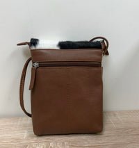 ILI New York Women's Small Calf Hair Crossbody Bag in brown black - women's bag - detail view