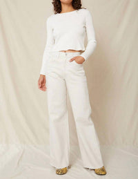 AMO Frida Wide Leg Denim Jean in white oak - women's jeans - view 4