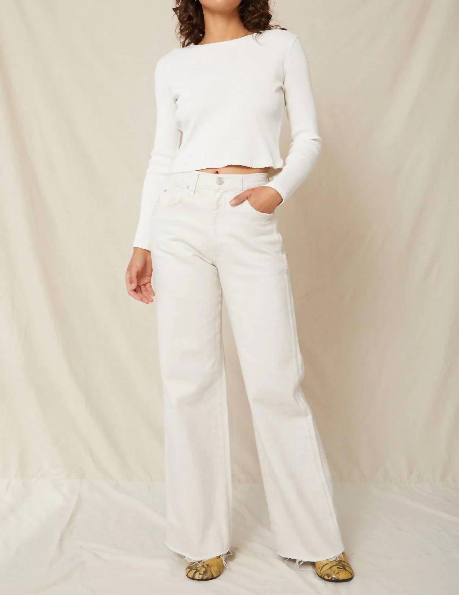 AMO Frida Wide Leg Denim Jean in white oak - women's jeans - view 4