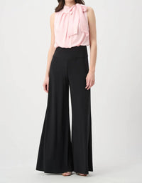 Joseph Ribkoff - Silky Knit and Satin Wide Leg Jumpsuit with Neck Bow Tie