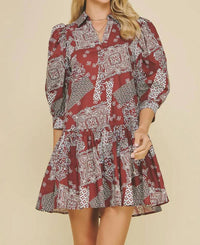 Pinch - Scottie Print Tiered Mini Dress